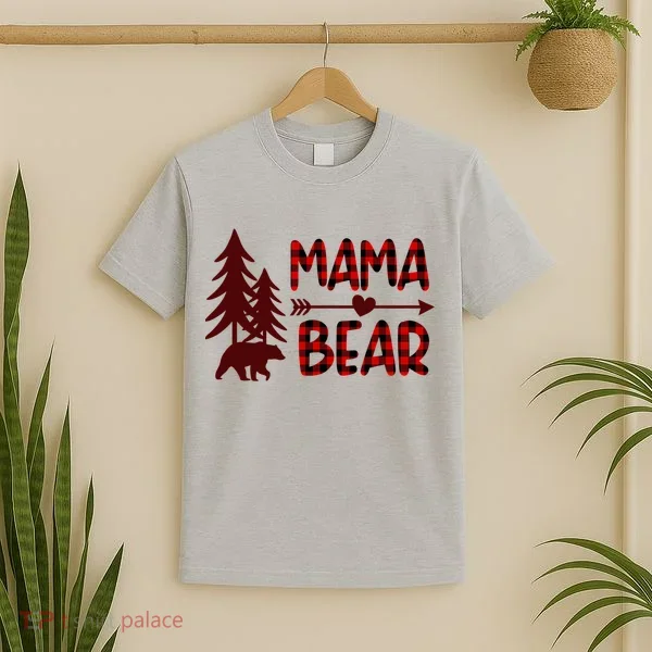 Funny  Buffalo Plaid Mama Bear Gift T-Shirt
