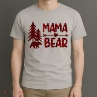 Funny  Buffalo Plaid Mama Bear Gift T-Shirt thumb 3