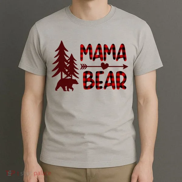 Funny  Buffalo Plaid Mama Bear Gift T-Shirt