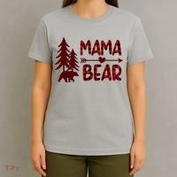 Funny  Buffalo Plaid Mama Bear Gift T-Shirt thumb 4