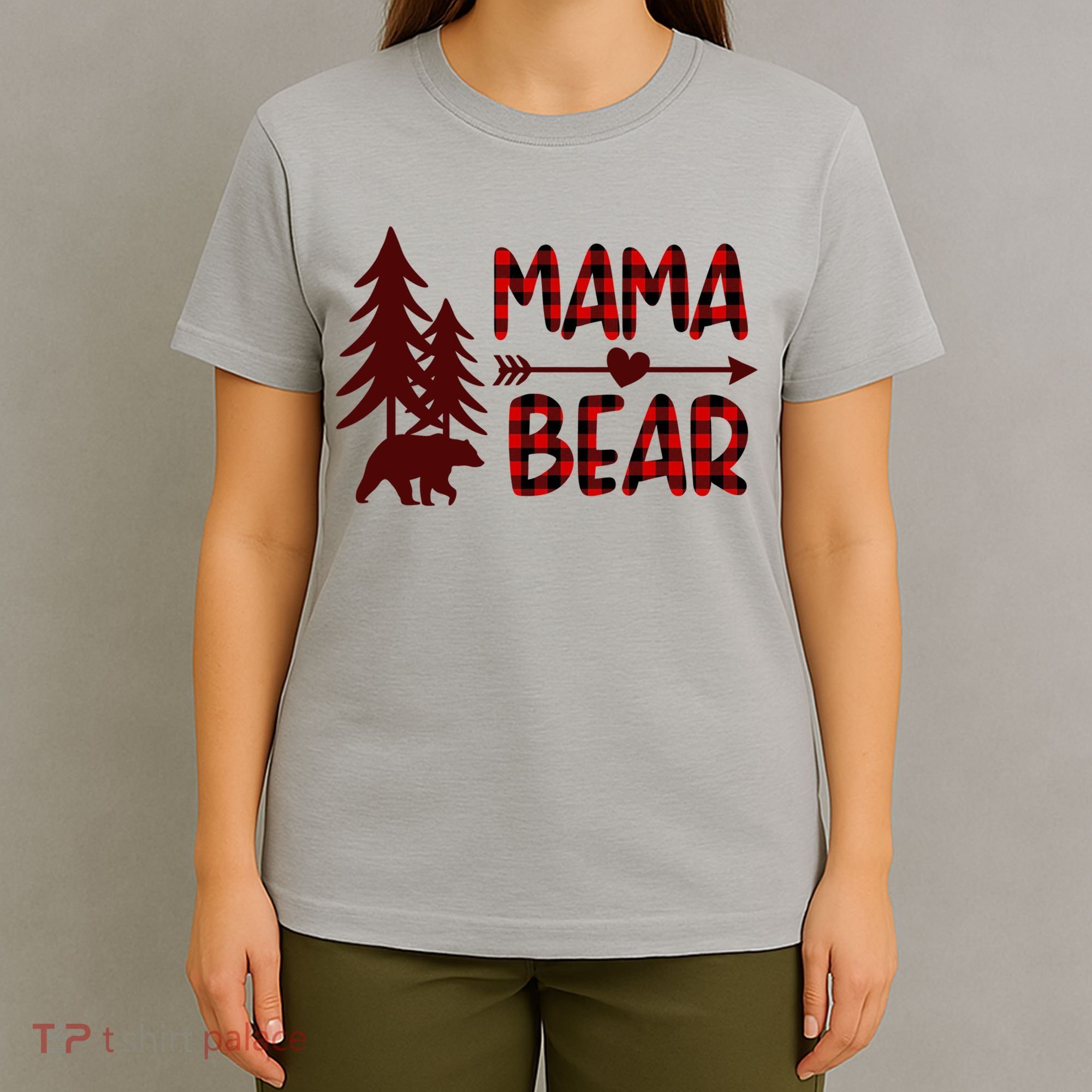 Funny  Buffalo Plaid Mama Bear Gift T-Shirt