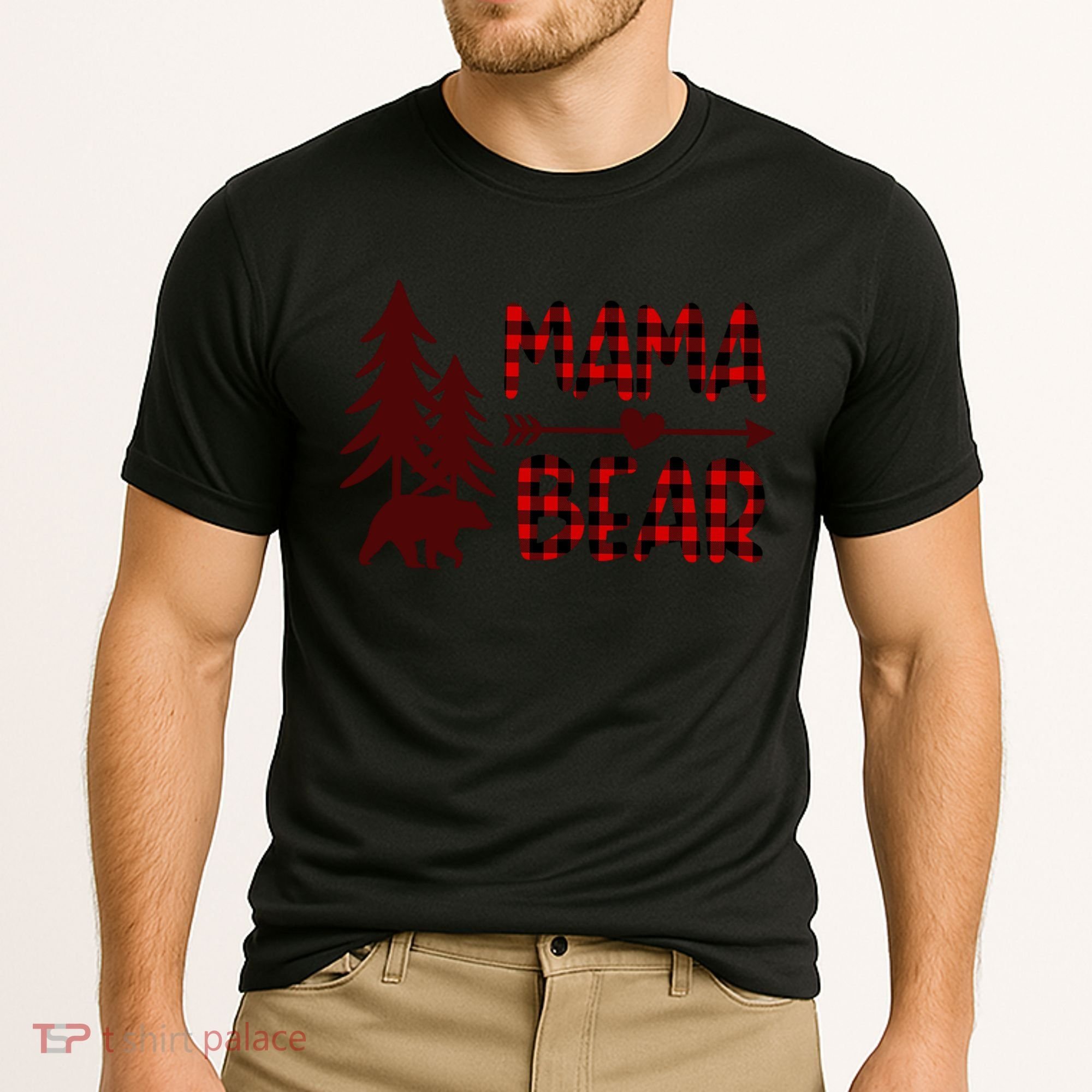 Funny  Buffalo Plaid Mama Bear Gift Cooling Performance Crew T-Shirt