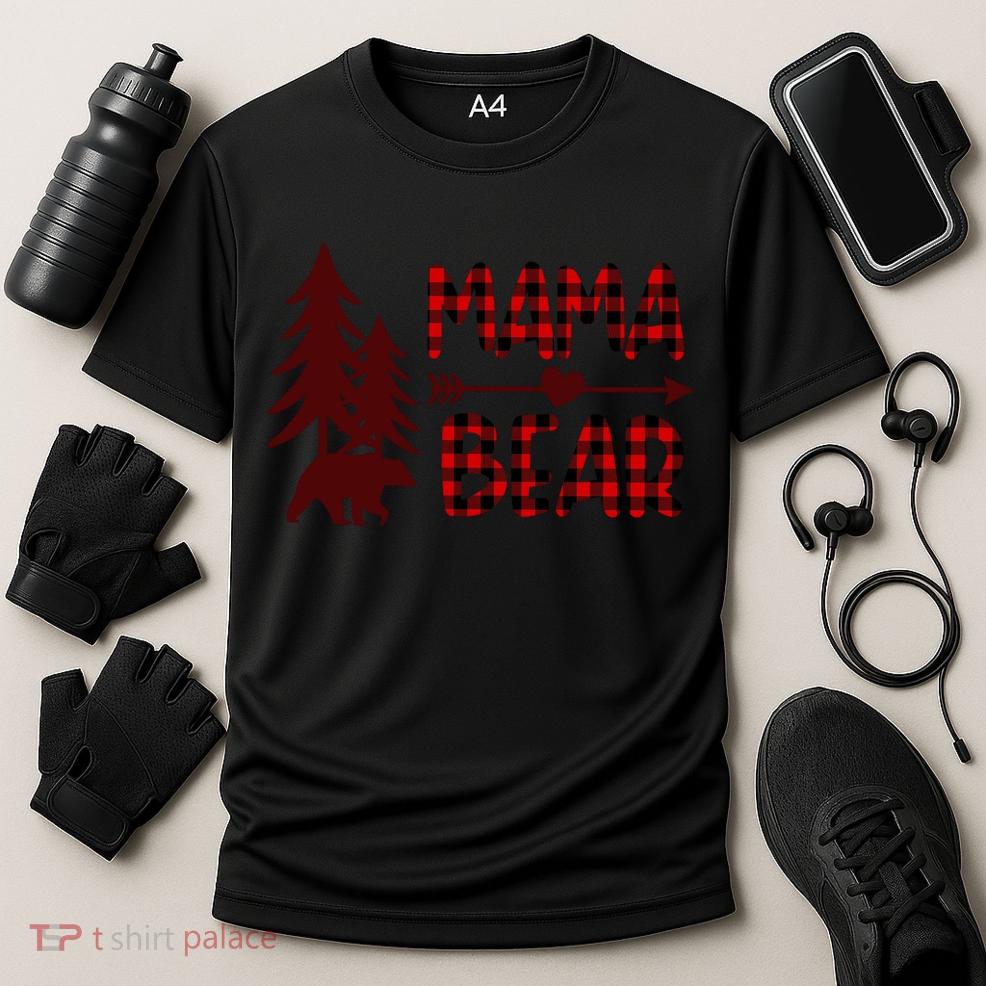 Funny  Buffalo Plaid Mama Bear Gift Cooling Performance Crew T-Shirt