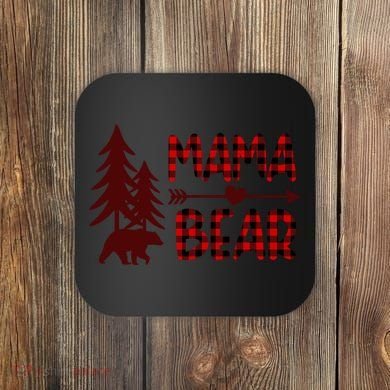 Funny  Buffalo Plaid Mama Bear Gift Coaster