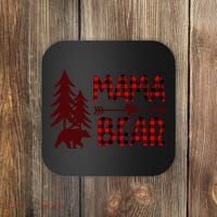 Funny  Buffalo Plaid Mama Bear Gift Coaster thumb 0