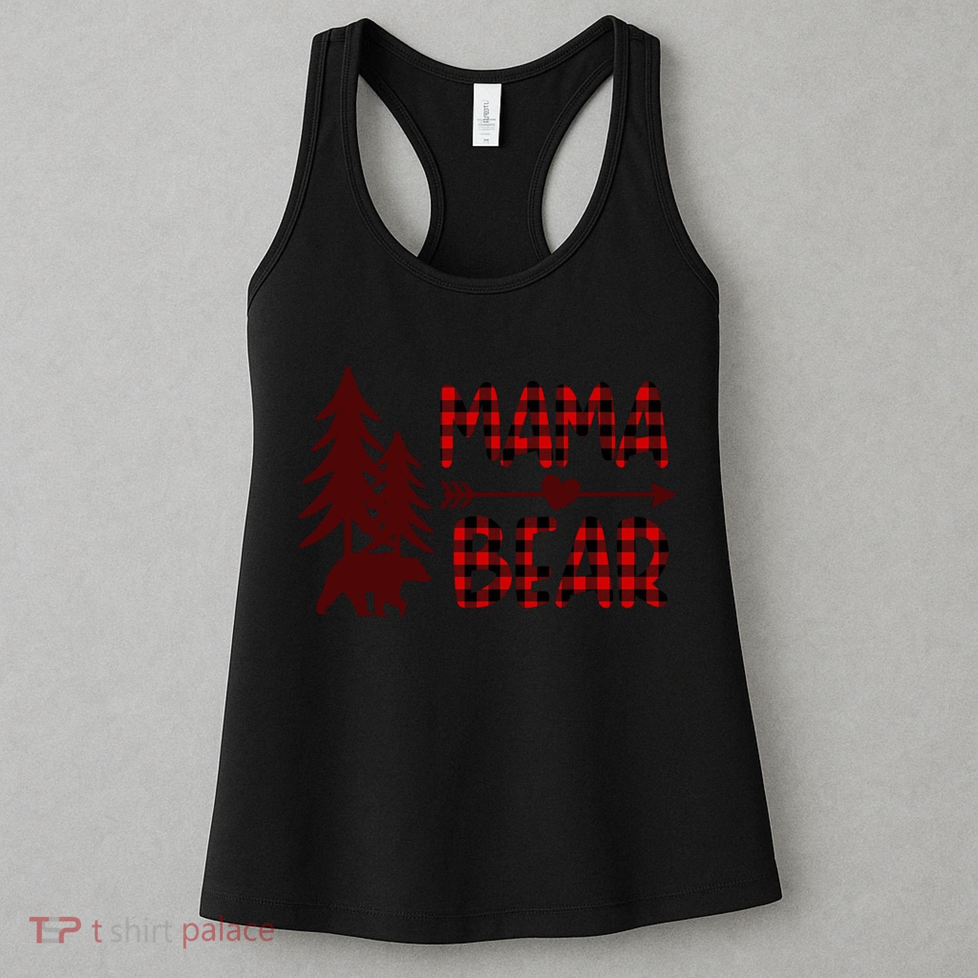 Funny  Buffalo Plaid Mama Bear Gift Women's Tank Top