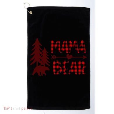 Funny  Buffalo Plaid Mama Bear Gift Golf Towel