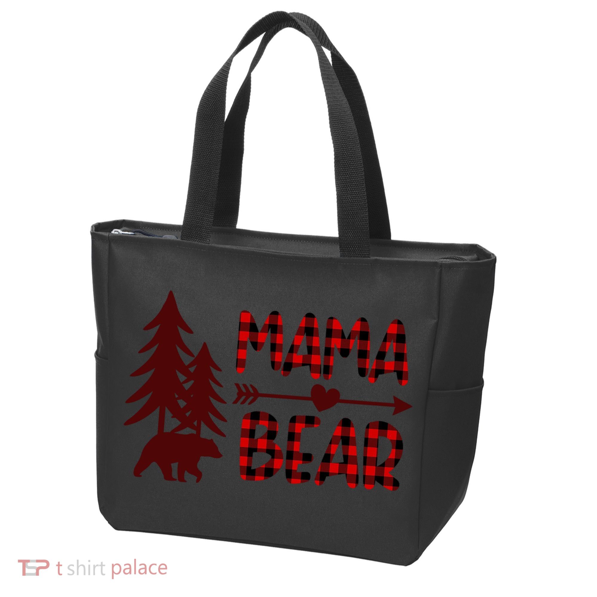 Funny  Buffalo Plaid Mama Bear Gift Tote Bag