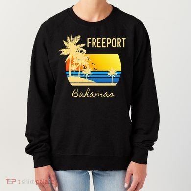 Freeport Bahamas Palm Tree Beach Retro Cool Sunset Surf Women's Sweatshirt
