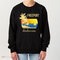 Freeport Bahamas Palm Tree Beach Retro Cool Sunset Surf Women's Sweatshirt thumb 0