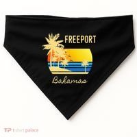 Freeport Bahamas Palm Tree Beach Retro Cool Sunset Surf USA-Made Doggie Bandana thumb 0