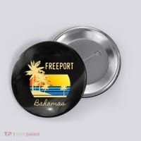 Freeport Bahamas Palm Tree Beach Retro Cool Sunset Surf Button thumb 0