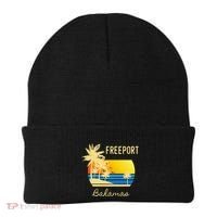 Freeport Bahamas Palm Tree Beach Retro Cool Sunset Surf Beanie thumb 0