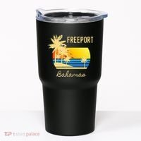 Freeport Bahamas Palm Tree Beach Retro Cool Sunset Surf Tumbler thumb 0