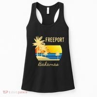 Freeport Bahamas Palm Tree Beach Retro Cool Sunset Surf Women's Tank Top thumb 0