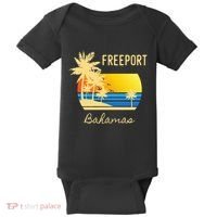 Freeport Bahamas Palm Tree Beach Retro Cool Sunset Surf Baby Bodysuit thumb 0