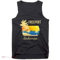 Freeport Bahamas Palm Tree Beach Retro Cool Sunset Surf Tank Top thumb 0