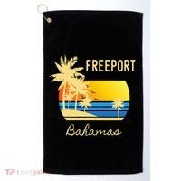 Freeport Bahamas Palm Tree Beach Retro Cool Sunset Surf Golf Towel thumb 0