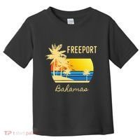 Freeport Bahamas Palm Tree Beach Retro Cool Sunset Surf Toddler T-Shirt thumb 0