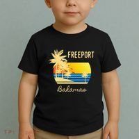 Freeport Bahamas Palm Tree Beach Retro Cool Sunset Surf Toddler T-Shirt thumb 2
