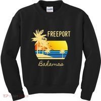 Freeport Bahamas Palm Tree Beach Retro Cool Sunset Surf Kids Sweatshirt thumb 0