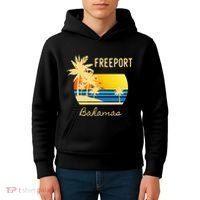Freeport Bahamas Palm Tree Beach Retro Cool Sunset Surf Kids Hoodie thumb 4