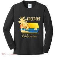 Freeport Bahamas Palm Tree Beach Retro Cool Sunset Surf Kids Long Sleeve Shirt thumb 0