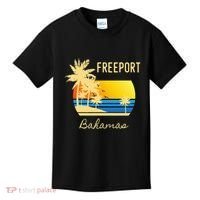 Freeport Bahamas Palm Tree Beach Retro Cool Sunset Surf Kids T-Shirt thumb 0