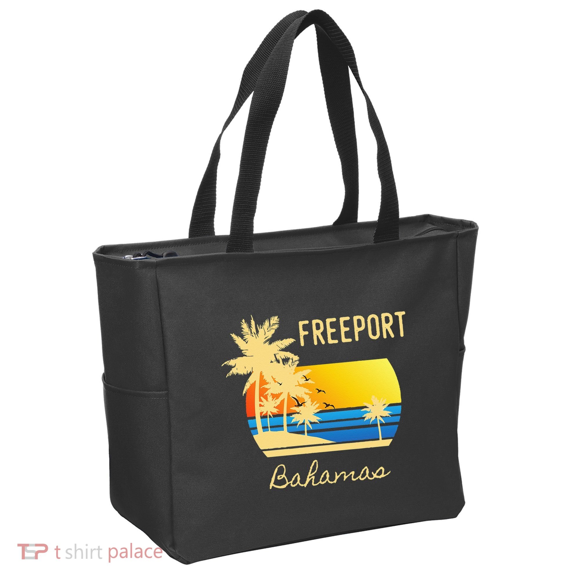 Freeport Bahamas Palm Tree Beach Retro Cool Sunset Surf Tote Bag