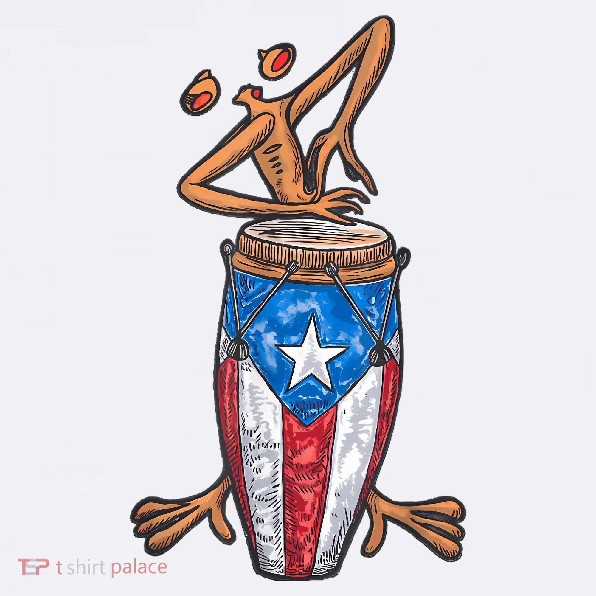 Funny Boricua Puerto Rican Coqui Taino Flag T-Shirt