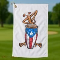Funny Boricua Puerto Rican Coqui Taino Flag Golf Towel thumb 1