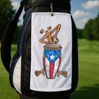 Funny Boricua Puerto Rican Coqui Taino Flag Golf Towel thumb 2