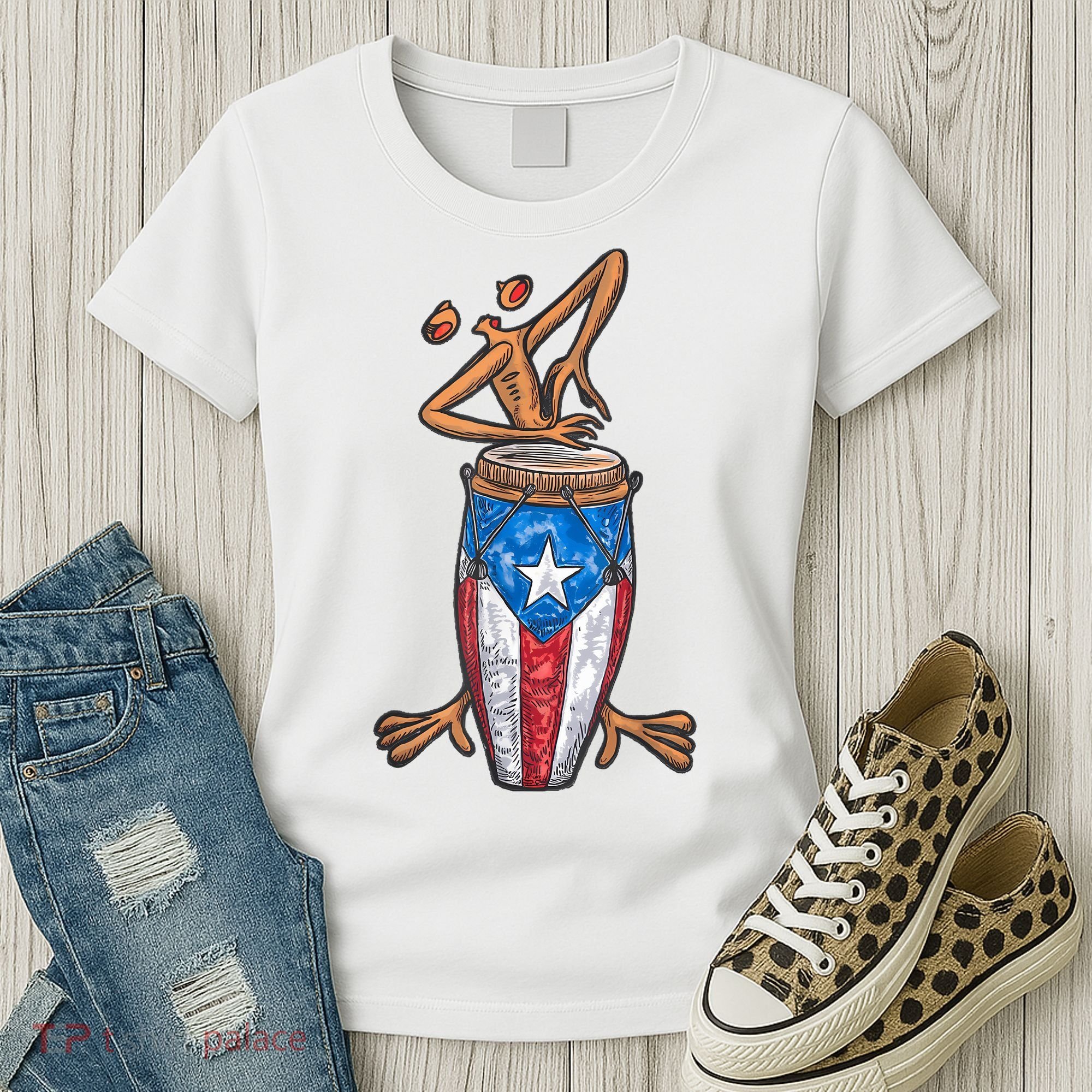 Funny Boricua Puerto Rican Coqui Taino Flag Women's T-Shirt