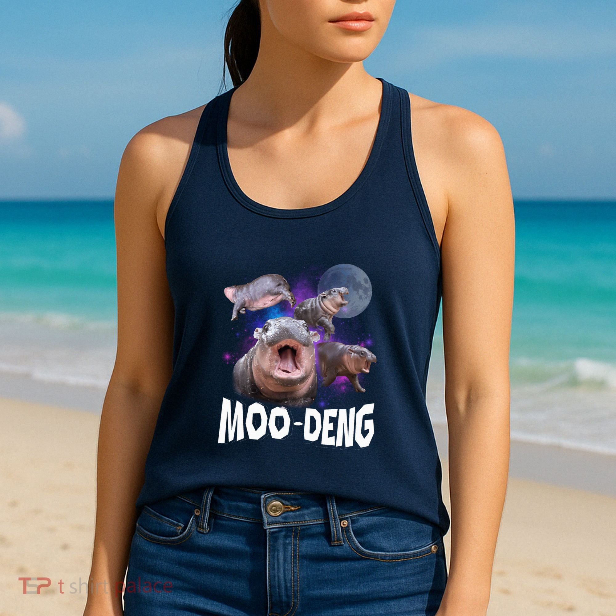 Famous Baby Pygmy Hippo Moo Deng Funny For Animal Lover Women's Tank Top