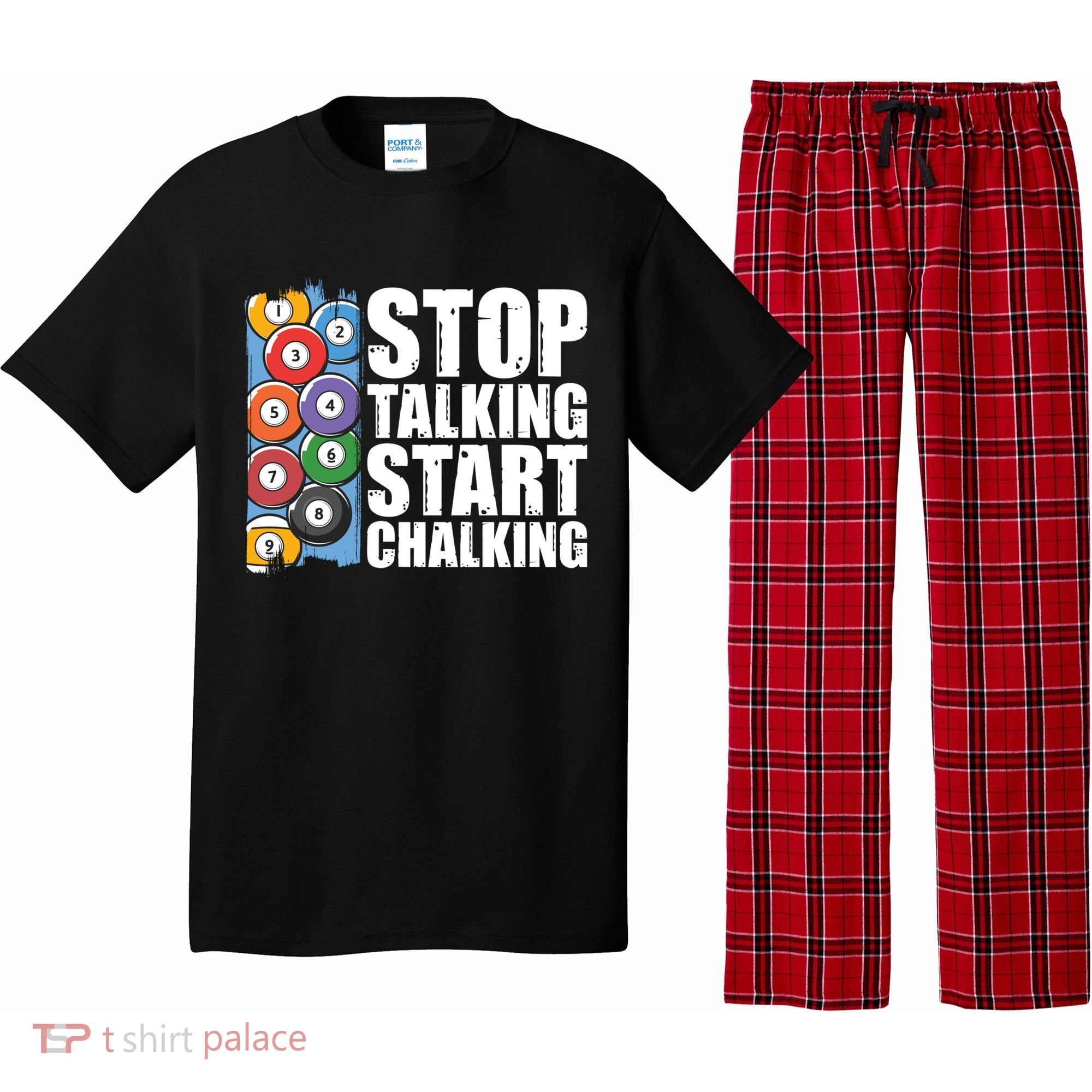 Funny Billiard Pool Cue Player Gift Stop Talking Start Chalking Cool Gift Pajama Set