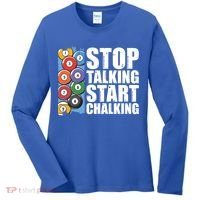 Funny Billiard Pool Cue Player Gift Stop Talking Start Chalking Cool Gift Women's Long Sleeve Shirt thumb 0