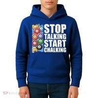 Funny Billiard Pool Cue Player Gift Stop Talking Start Chalking Cool Gift Kids Hoodie thumb 4