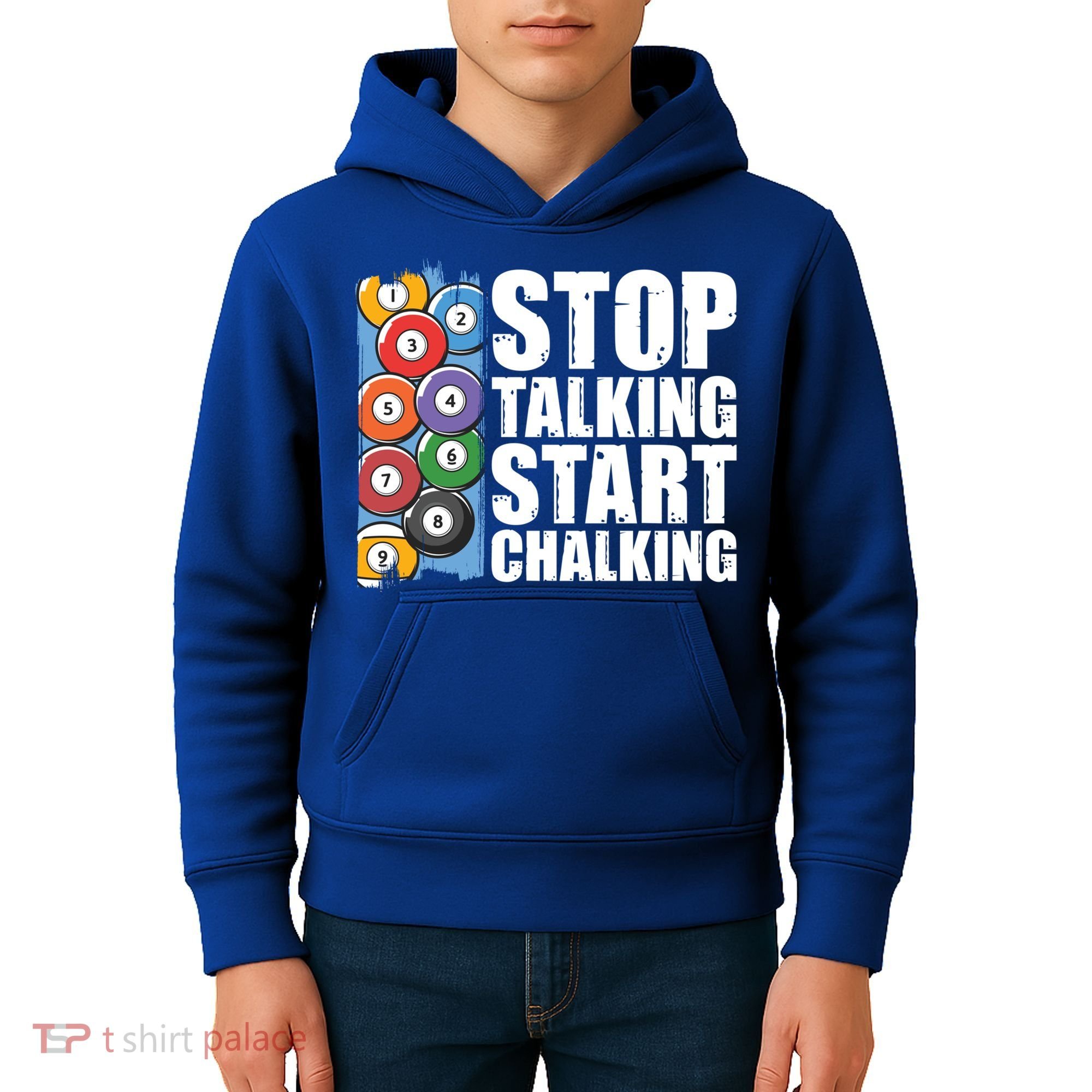 Funny Billiard Pool Cue Player Gift Stop Talking Start Chalking Cool Gift Kids Hoodie