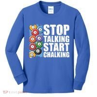 Funny Billiard Pool Cue Player Gift Stop Talking Start Chalking Cool Gift Kids Long Sleeve Shirt thumb 0