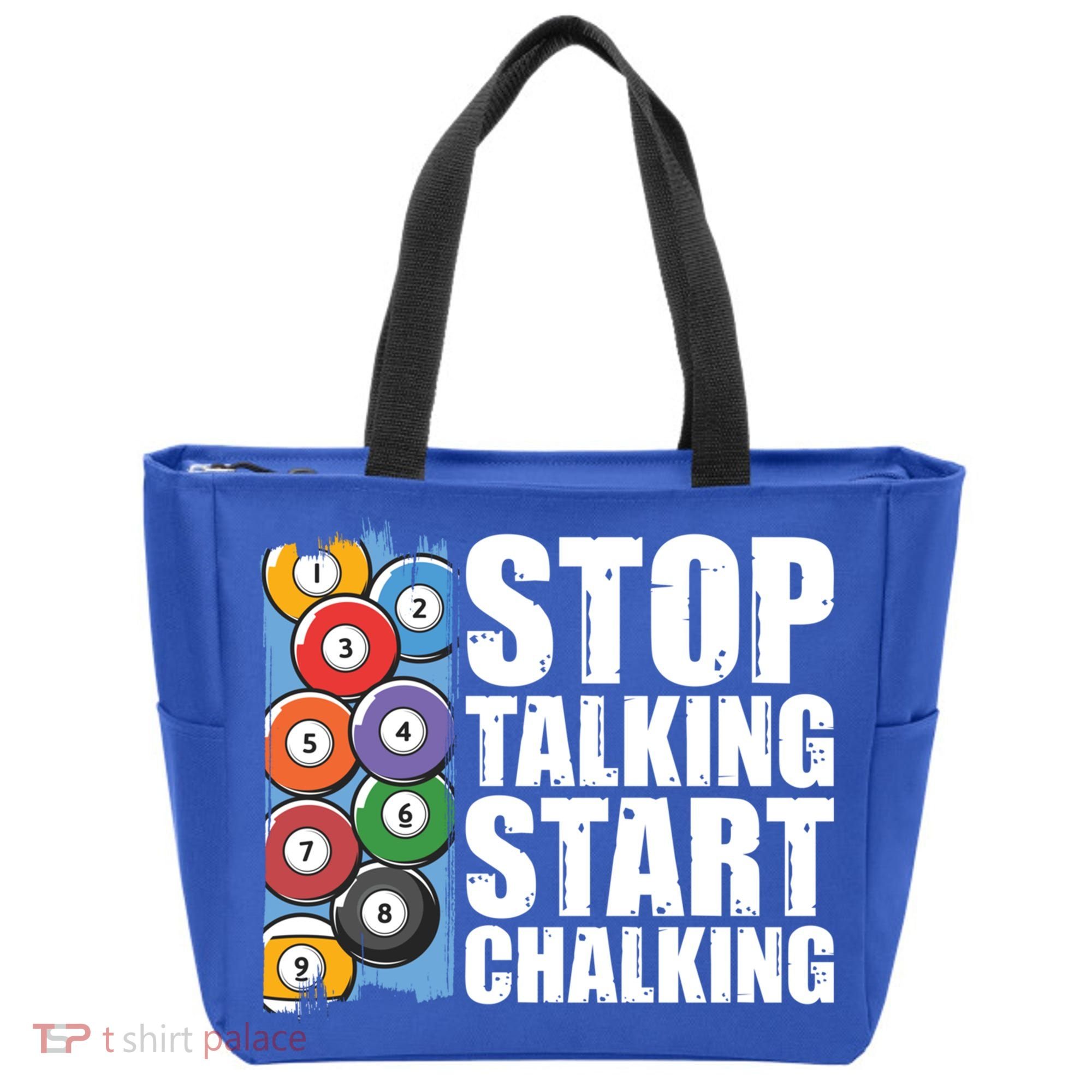 Funny Billiard Pool Cue Player Gift Stop Talking Start Chalking Cool Gift Tote Bag