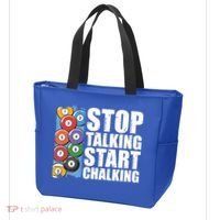 Funny Billiard Pool Cue Player Gift Stop Talking Start Chalking Cool Gift Tote Bag thumb 3