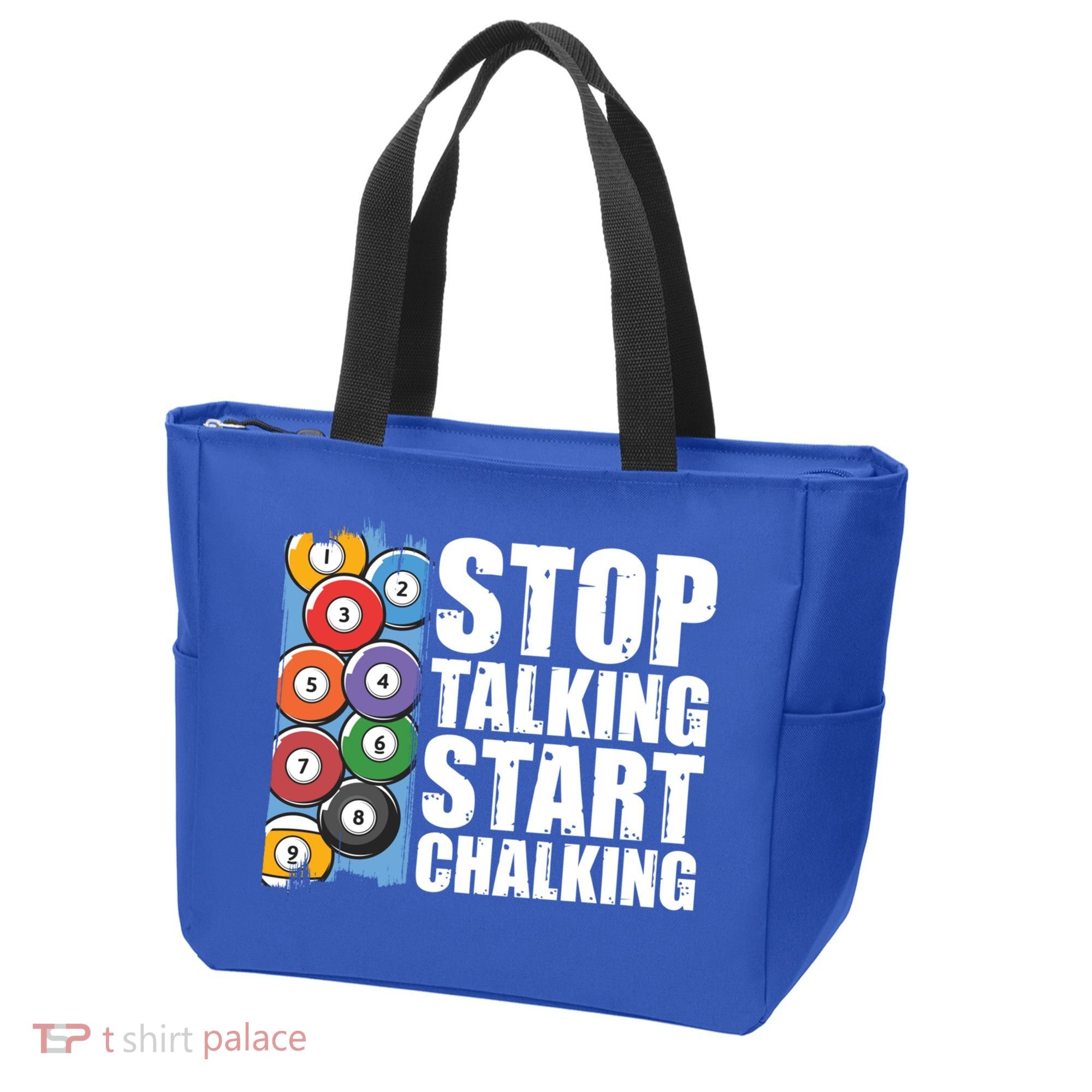 Funny Billiard Pool Cue Player Gift Stop Talking Start Chalking Cool Gift Tote Bag