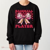 Favorite Baseball Player Calls Me Mom Mothers Day Coquette Women's Sweatshirt thumb 0