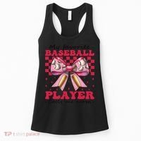 Favorite Baseball Player Calls Me Mom Mothers Day Coquette Women's Tank Top thumb 0