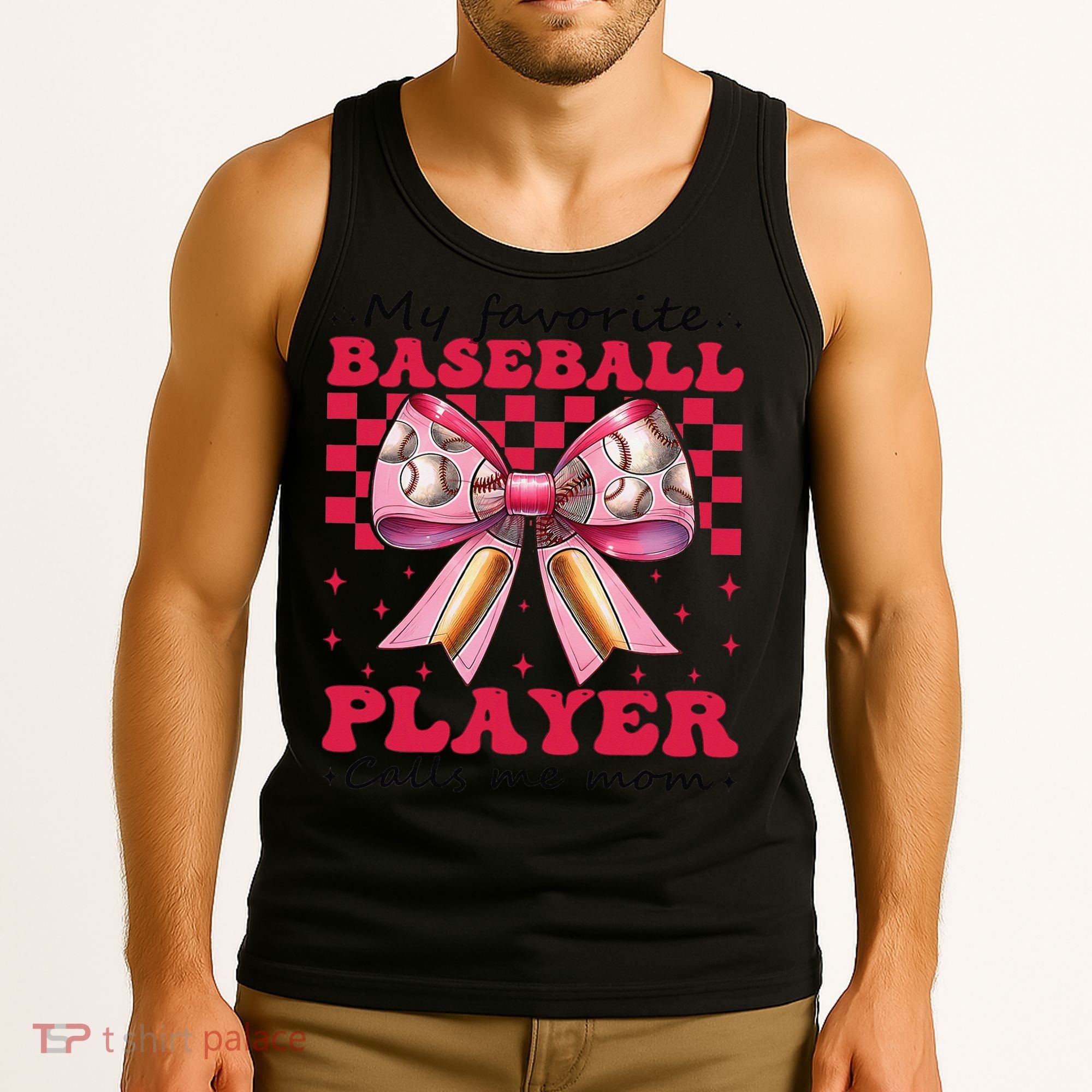 Favorite Baseball Player Calls Me Mom Mothers Day Coquette Tank Top
