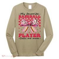 Favorite Baseball Player Calls Me Mom Mothers Day Coquette Long Sleeve Shirt thumb 0