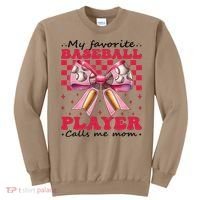 Favorite Baseball Player Calls Me Mom Mothers Day Coquette Sweatshirt thumb 0