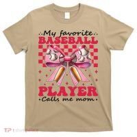 Favorite Baseball Player Calls Me Mom Mothers Day Coquette T-Shirt thumb 0