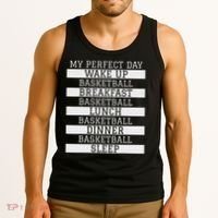 Funny Basketball Player Gift 'my Perfect Day' Basketball Tank Top thumb 3