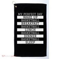 Funny Basketball Player Gift 'my Perfect Day' Basketball Golf Towel thumb 0